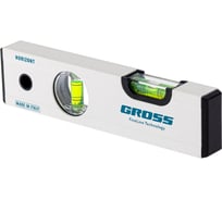 Уровень GROSS алюминиевый, 200 мм, фрезерованный, 2 глазка, магнитный 33669