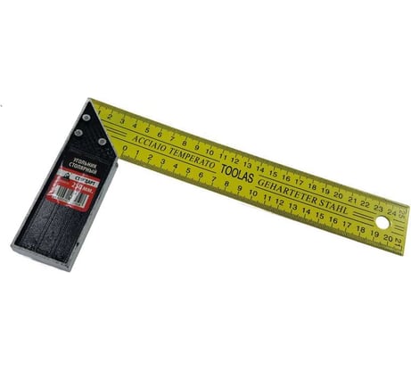 Угольник столярный TOOLAS желтый, 250 мм 00003412