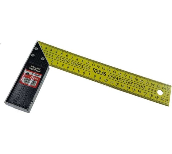 Угольник столярный TOOLAS желтый, 250 мм 00003412 1