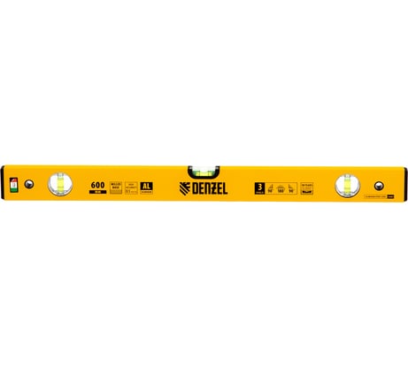 Уровень DENZEL алюминиевый, 600 мм, фрезерованный, 3 глазка 33681
