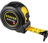 Рулетка Stayer BlackMax 10м / 25мм в ударостойком полностью обрезиненном корпусе и двумя фиксаторами 3410-10_z02