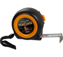 Рулетка NAGAN 8м*25мм, пластик АБС, автостоп НГ-РИ-50-080-25