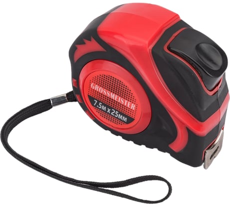 Рулетка GROSSMEISTER АВТОСТОП 7,5м/25мм, обрезиненная 009004003