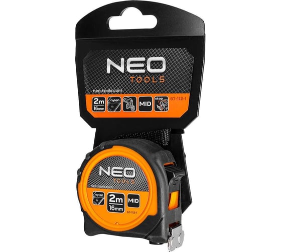 Рулонная стальная рулетка NEO TOOLS 2 м, 16 мм, магнит 67-112-1
