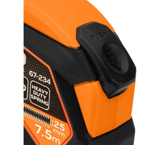 Рулетка стальная NEO TOOLS 7,5 м x 25 мм, автоблокировка, кнопка остановки, магнит 67-234