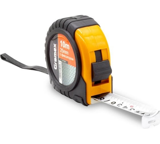 Рулетка Gramex HL-10 10 м, 25 мм, с фиксатором, обрезиненный корпус (6/60) 017434 1