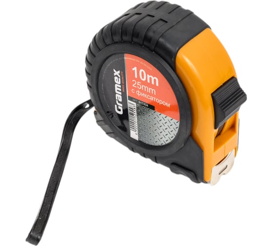 Рулетка Gramex HL-10 10 м, 25 мм, с фиксатором, обрезиненный корпус (6/60) 017434