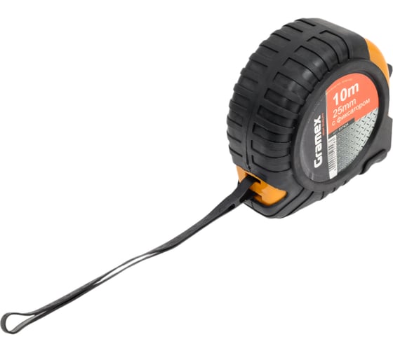 Рулетка Gramex HL-10 10 м, 25 мм, с фиксатором, обрезиненный корпус (6/60) 017434