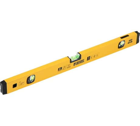 Уровень алюминиевый Denzel магнит, фрезерованный, 3 глазка (1 зеркальный), 0,5 мм/м, 600 мм 33691