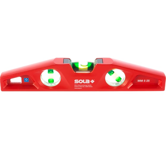 Литой магнитный уровень SOLA MM 5 25, L=25 см, 3 глазка 01331201