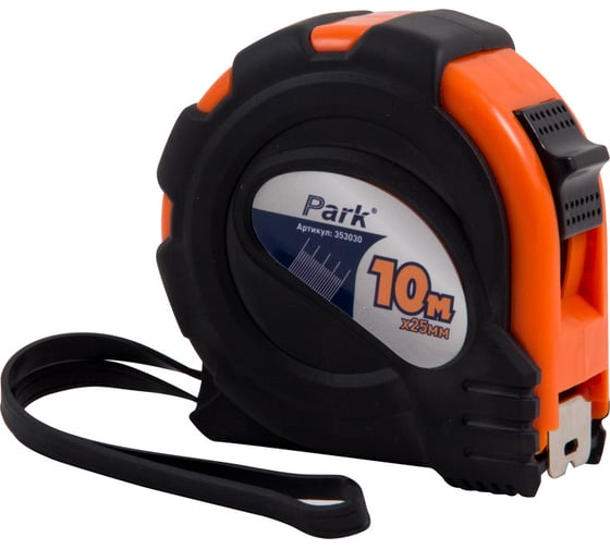 Рулетка с фиксатором Park прорезиненный корпус, 10x25мм TM30-10025 353030