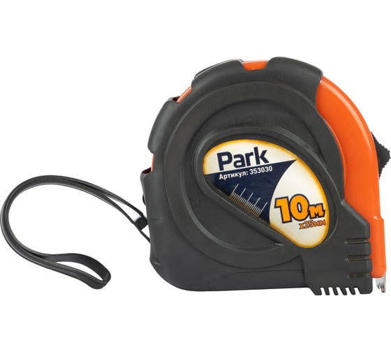 Рулетка с фиксатором Park прорезиненный корпус, 10x25мм TM30-10025 353030