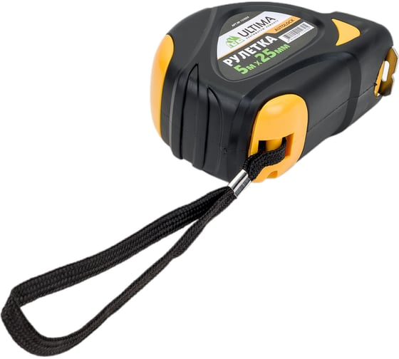 Рулетка Ultima AutoLock, 5 м х 25 мм, обрезиненный корпус, автомат. фиксация , 131024