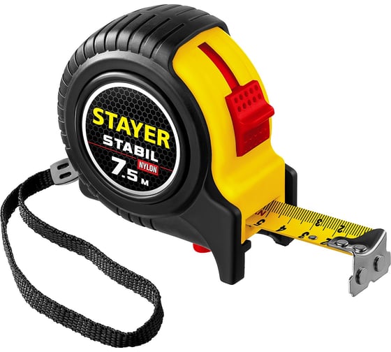 Профессиональная рулетка с двухсторонней шкалой STAYER Stabil 7.5мх25мм 34131-075_z02 1