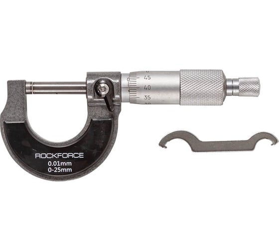 Микрометр Rockforce 0-25 мм, 0.01 мм, в футляре RF-5096P9025(18241)