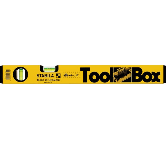 Уровень STABILA тип 70 Toolbox, 430мм, 2 глазка, точность 0,5мм/м, для комплектования ящиков с инструментами 16320