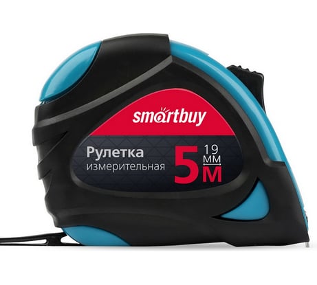 Измерительная рулетка Smartbuy 5мх19мм, прорезиненный корпус, 2 фиксатора, усиленный зацеп SBT-MTP-519P2