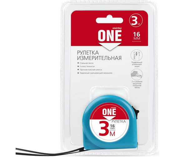 Измерительная рулетка Smartbuy 3мх16мм, пластиковый корпус, фиксатор, усиленный зацеп SBT-MTP-316P1