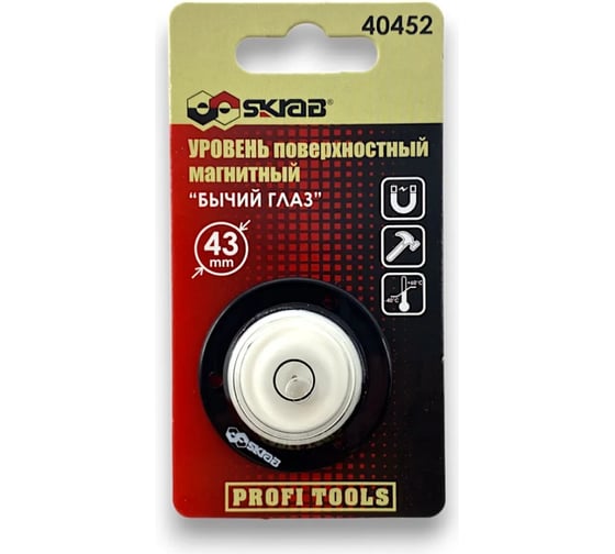 Уровень SKRAB Бычий глаз 43 мм, магнитный 40452