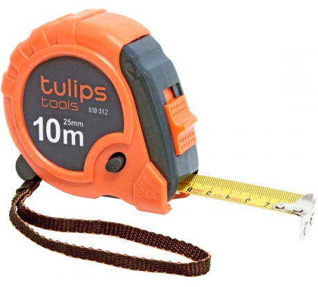 Рулетка с 3 фиксаторами Tulips tools 10 м/25 мм II10-312