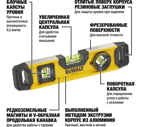 Уровень DEWALT ТОРПЕДО 25см DWHT0-43003