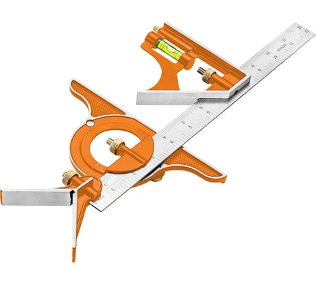 Многофункциональный угольник с уровнем и транспортиром NEO Tools 30 см, шкала мм и дюймы 72-120