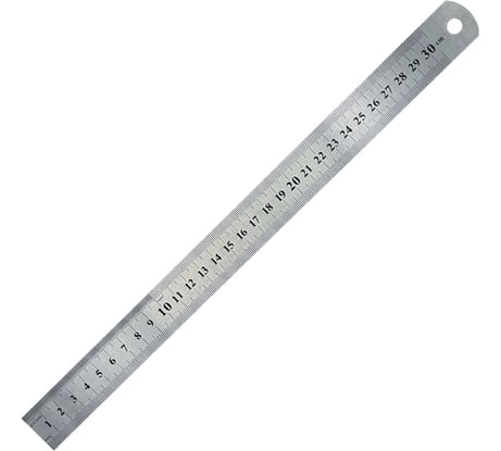 Металлическая линейка Буревестник с двусторонней шкалой 300х19х0.6 мм 138