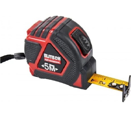 Рулетка Elitech 5 м, 19 мм, магнитный двусторонний зацеп, двусторонняя шкала, автостоп 310401 HD 207190