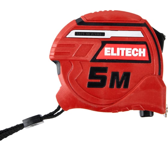 Рулетка Elitech 5 м, 19 мм, магнитный зацеп, автостоп, утолщенное полотно 310301 207188