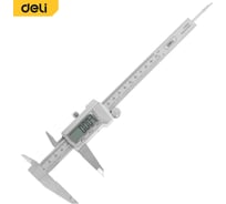 Электронный штангенциркуль DELI 200мм DL91200 метрическая/дюймовая конвертация, нержавеющая сталь, 3 кнопки управления, светодиодный дисплей, 1,5В SR44 133459