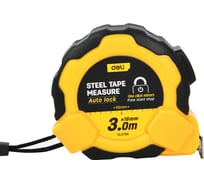 Рулетка DELI DL3795 3м х 16мм (Автостоп, ударопрочный обрезиненный корпус, метрическая, клипса, ремешок) 166270