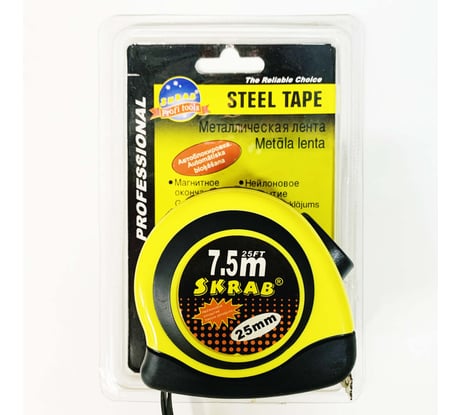 Рулетка SKRAB 7.5, 0.25м, магнитная, с нейлоновым покрытие 40155