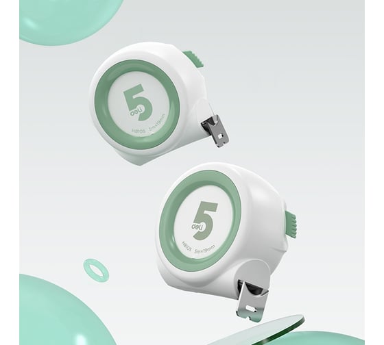 Рулетка DELI Home Series White H8105 5м х 19мм (Эксклюзивный дизайн, софттач пластик, клипса, ремешок) 177183
