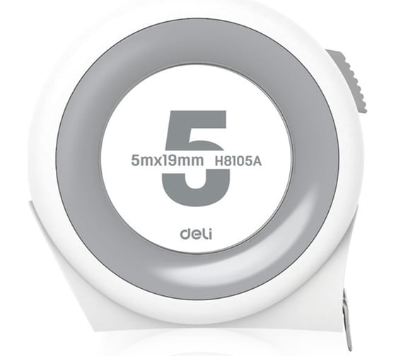 Рулетка DELI Home Series White H8105A 5м х 19мм (Эксклюзивный дизайн, софттач пластик, клипса, ремешок, подарочная упаковка) 177184 1