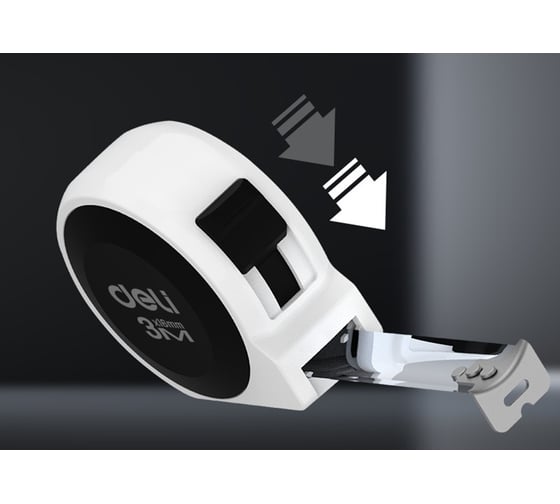 Рулетка DELI Home Series White H8003B 3м х 16мм (Эксклюзивный дизайн, софттач пластик, подарочная упаковка) 177187