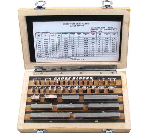 Наборы концевых мер длины CNIC ALDS № 2, класс точности 2, 38 мер, от 1,005 до 100 мм 38 75155 1