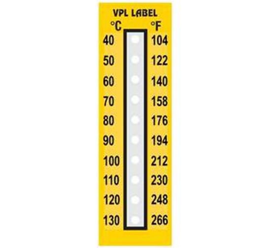 Наклейка термоиндикаторная необратимая VPL Thermolabel на 10 температур (40- 130C), упаковка 50 штук VPLJ5 1