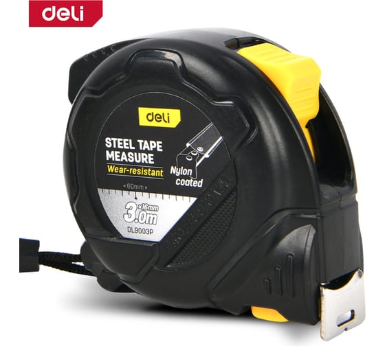 Профессиональная рулетка с двойным стопором DELI 3м х 16мм DL9003P 178663 1