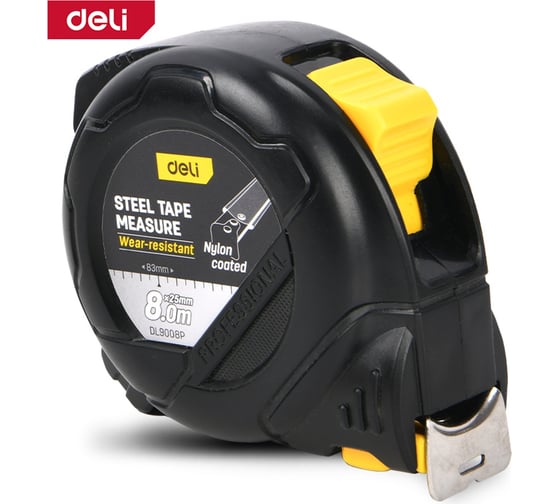 Професииональная рулетка с двойным стопором DELI 8м х 25мм DL9008P 178665 1