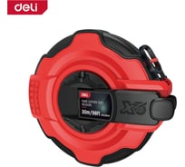 Мерная лента профессиональная DELI 30м х 14,5мм DL9930Y (ударопрочный корпус, полотно из стекловолокна и ПВХ, супербыстрое сматывание ленты) 178766