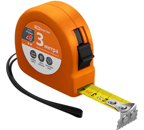 Рулетка TDM ELECTRIC Рубин длина 3 м, стальная лента, ширина 16 мм, прорезиненное покрытие, магнит SQ1018-0105