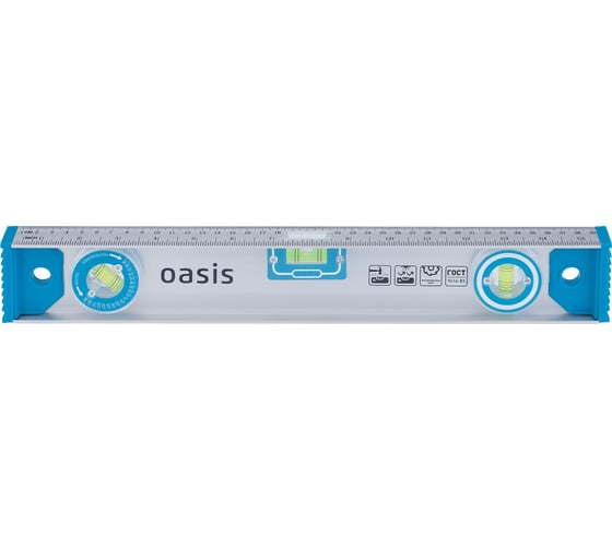 Уровень алюминиевый рельс Oasis 237 600 мм, 3 глазка (1 поворотный), линейка 103040500015 1