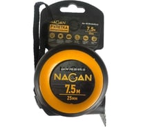 Рулетка NAGAN 7.5м-25 мм, пластик АБС, автостоп НГ-РИ-50-075-25