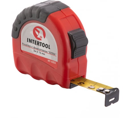 Рулетка с фиксатором INTERTOOL EXTRA 3 м х 16 мм MT-0203