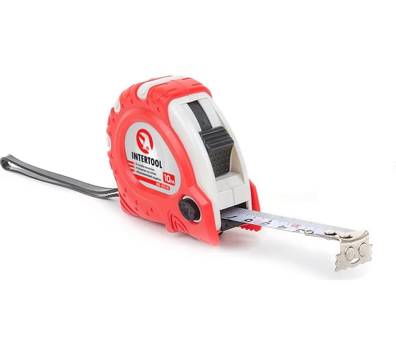 Рулетка с фиксатором INTERTOOL Супер Магнит blister 10 м х 25 мм MT-0310