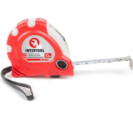 Рулетка с фиксатором INTERTOOL Супер Магнит blister 10 м х 25 мм MT-0310