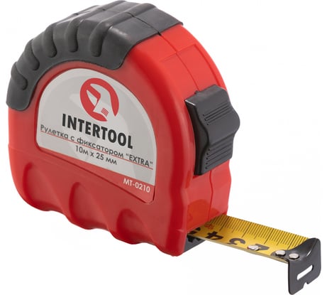 Рулетка с фиксатором INTERTOOL EXTRA 10 м х 25 мм MT-0210