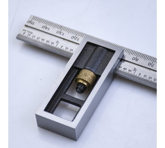 Угольник GOLDRATIO 150мм, с подвижной подошвой, мм/дюймы М00023939