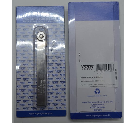 Щупы (набор) Vogel 0,05 ... 0,5 L=100 кон. закал.пруж.сталь 8 шт. 411001