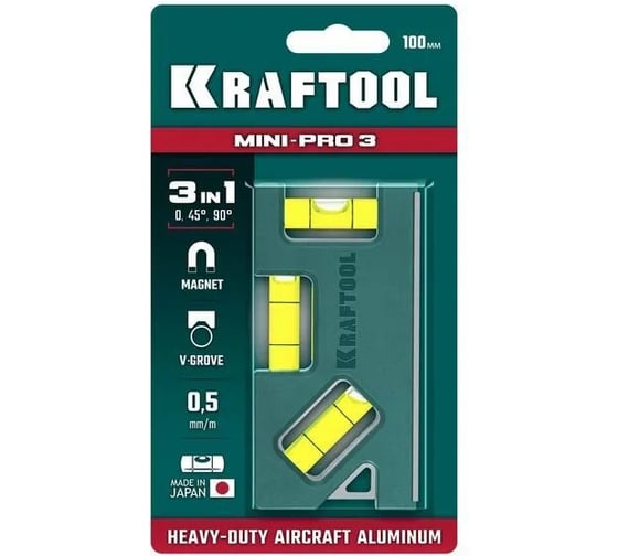 Магнитный компактный уровень KRAFTOOL 100 мм Mini-Pro 3 34861-010